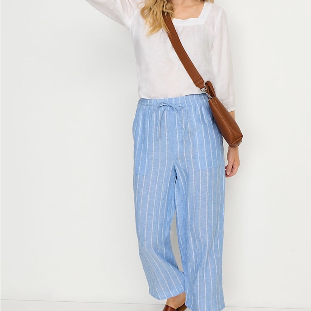 Lands' End Blue and White Wide Leg Pants